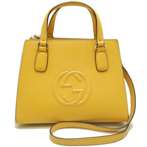 GUCCI Soho 607722 Handbag, Leather, Yellow, Outlet, Women's, 254215